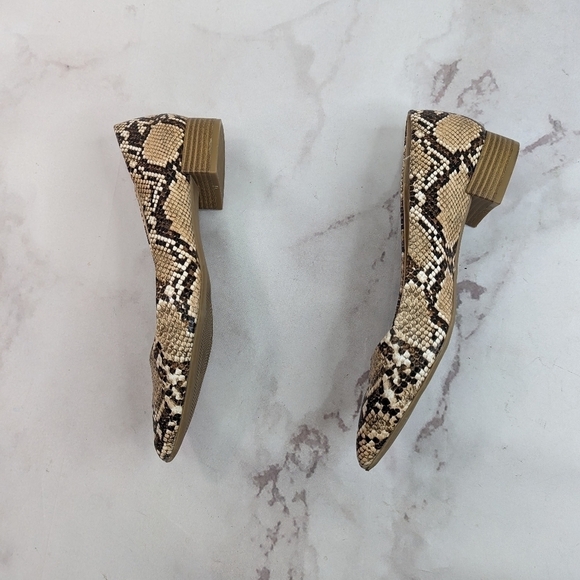 Lulus Ballet Flats Alessia Snakeskin Size 8 Shoe Pointed Toe Womens Tan Brown - Picture 12 of 12